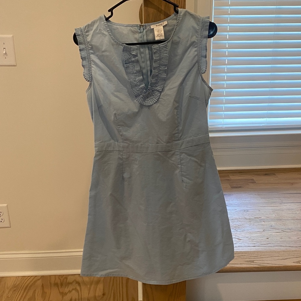 Esley Light Blue Sleeveless Ruffle Neck Mini Dress